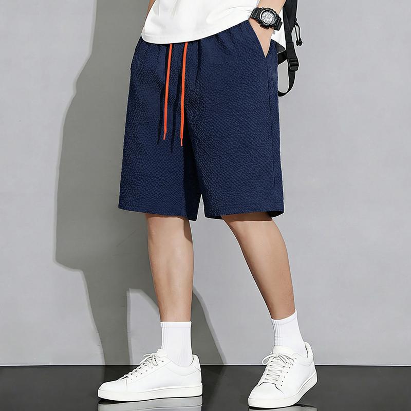 Men's Plus Size Bubble Fabric Sports Shorts, Loose Fit Drawstring Summer Shorts (5XL-12XL)