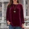 Women's Casual Pullover Top  Color Neck Long Sleeve Loose Fit Shirt for Everyday Wear
