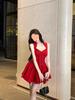 Elegant French Rose Bow Knot Dress - Slimming Waist, Summer Short Skirt for Special Occasions