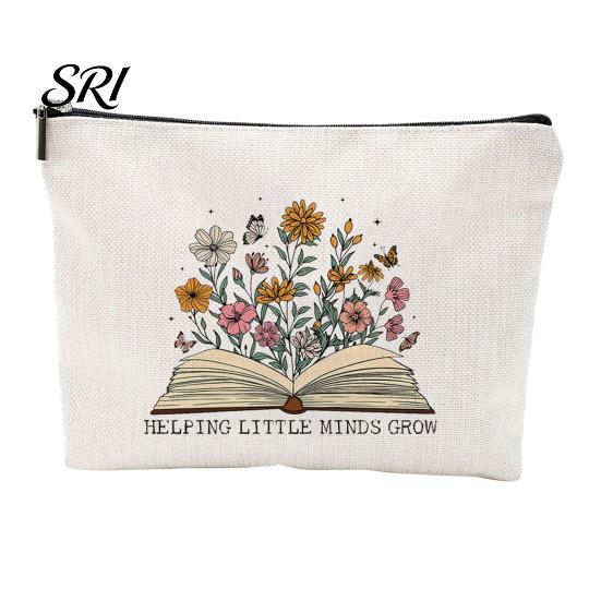 Travel Essentials Bag Cosmetic Teacher Theme Compact Toiletry Portable Zipper Close Storage for And Dressing Table Handbag Organizer