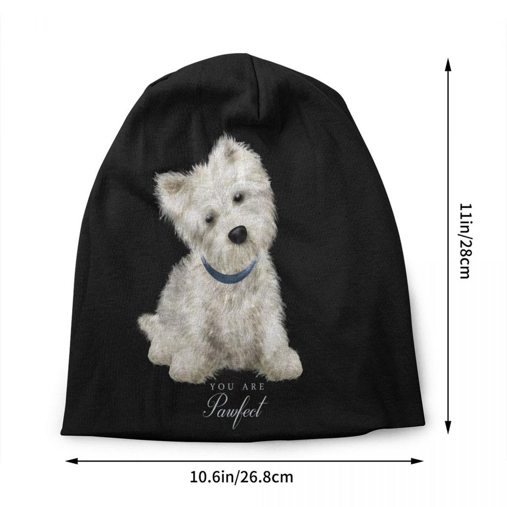 Custom Sweet West Highland White Terrier Dog Skullies Beanies Caps  Winter Knitted Hats Adult Unisex Westie Puppy Bonnet Hats