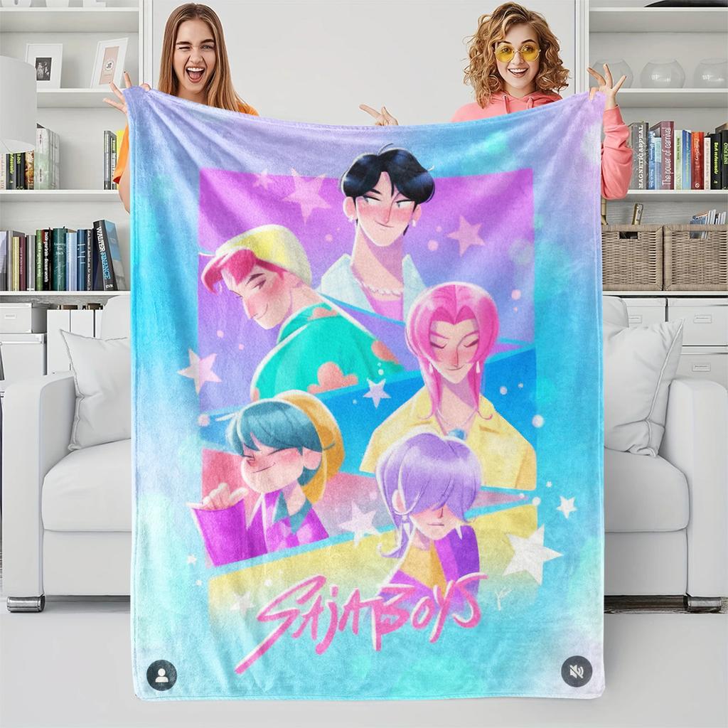 K-POP Demons Hunters Theme Blanket, Hot Anime Print Flannel Throw Blanket, Perfect Fan Gift Blanket, Home Casual Warm Blanket