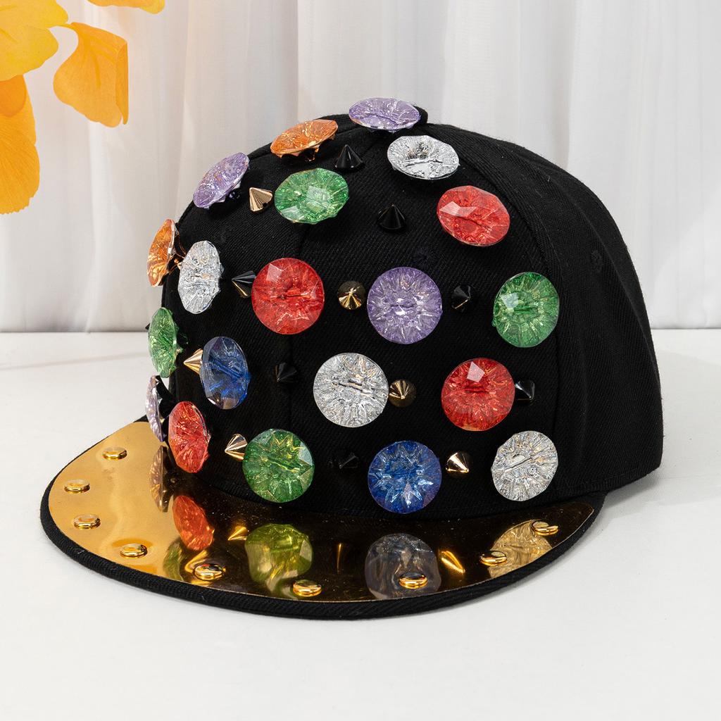 JYL TS DIY Rivet Baseball Cap Personality Decor Hip Hop Cap Cotton Fabric