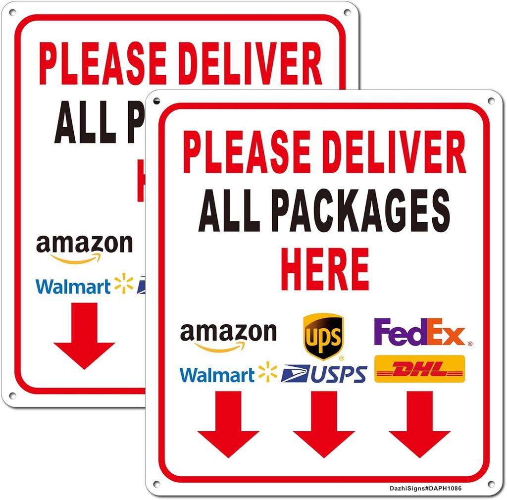 Please place the packaging in the box label 1-piece delivery label made of iron material waterproof and UV resistant