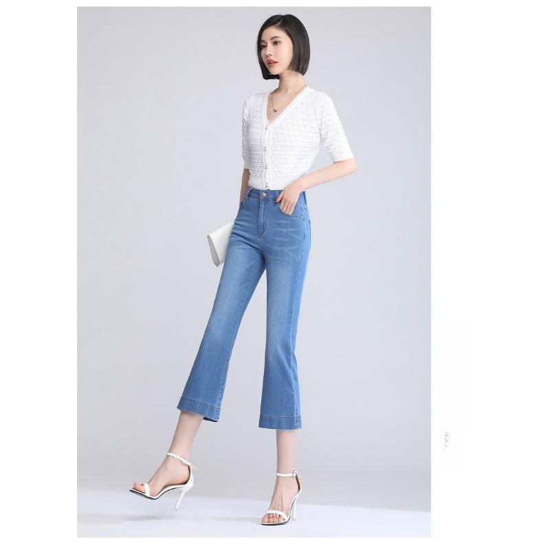 Micro-cut Jeans Women's Thin Summer Embroidered Stretch Slim Flare Pants