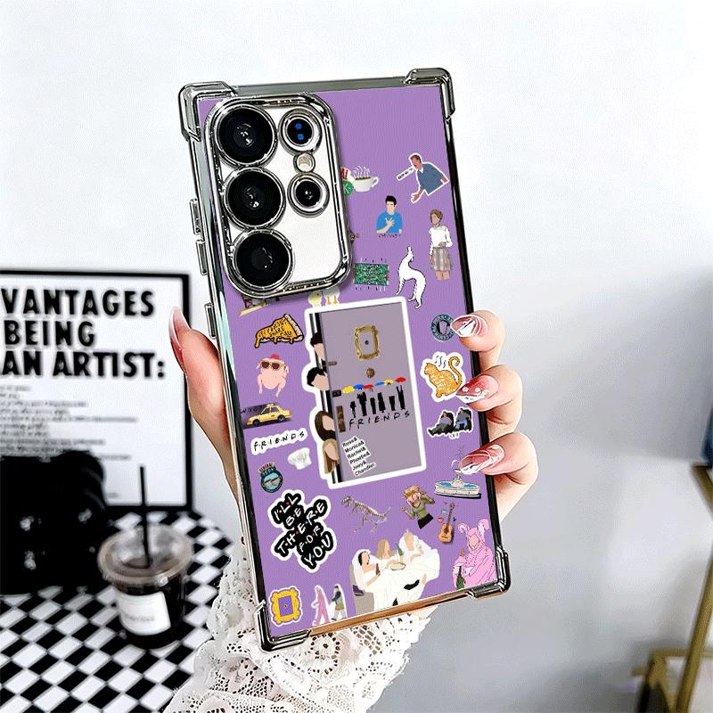 Friends Tv Show Theme Plating Phone Case For Samsung Galaxy S24 S25 FE S26 Edge S23 Ultra S22 S21 Plus S20 Anti-Fall Airabag Cov