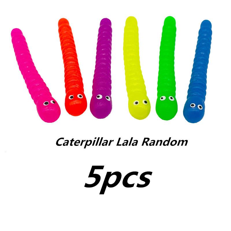 5pcs Colored Caterpillar Pull Worm Noodle Fidget Toy Stretch String TPR Rope Anti Stress String Stress Relief Autism Vent Toys
