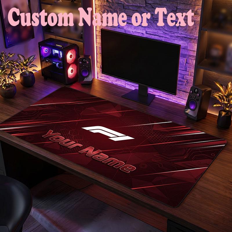 F1 Customized Name Text Mouse Pad, Large Desk Mouse Mat Personalized Home Office Present