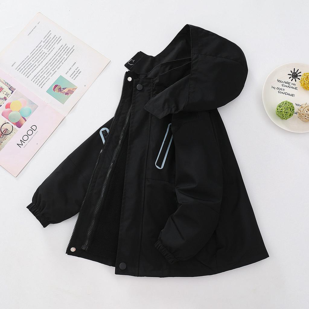 Boys 3 In 1 Windproof Waterproof Thickened Outdoor Windbreaker Kids Winter Jacket