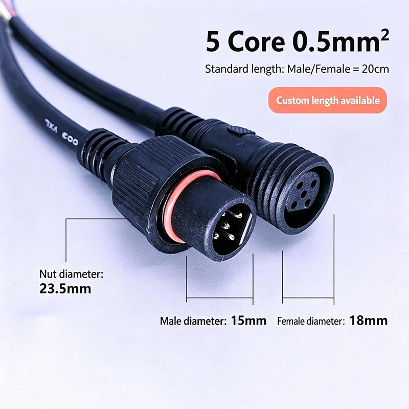 M12 IP67 Waterproof Cable Connector 2-8 Pin Male Female Plug With PVC Wire For Car Motorcycle LED Light Auto Accessories