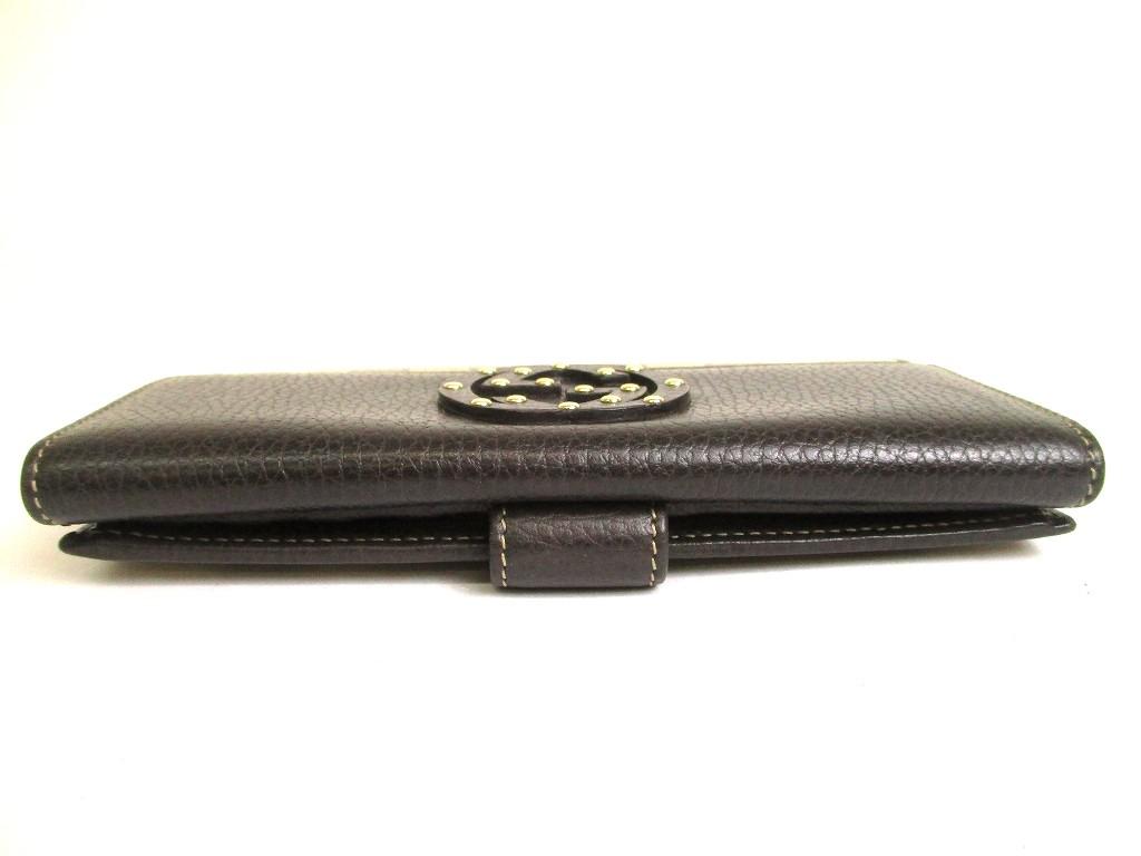 Authentic GUCCI Beige GG Coating Canvas Dark Brown Leather Flap Wallet #a997  Refurbished