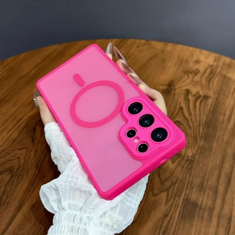 

Suitable for Samsung S25 Ultra Matte Skin Sensitive Magnetic Suction Phone Case S24FE with Lens Film S23Plus Protective Case Samsung S25