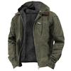 Men's Casual Fleece-Lined Cotton Hooded Jacket with Zipper Pockets