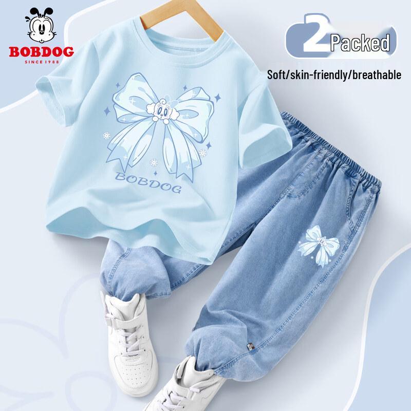BOBDOG Girls  Summer Top & Denim Pants Set S