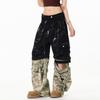 Men Women Cargo Pants Streetwear Straight Leg Workwear Camo Print Loose Fit Casual Trousers