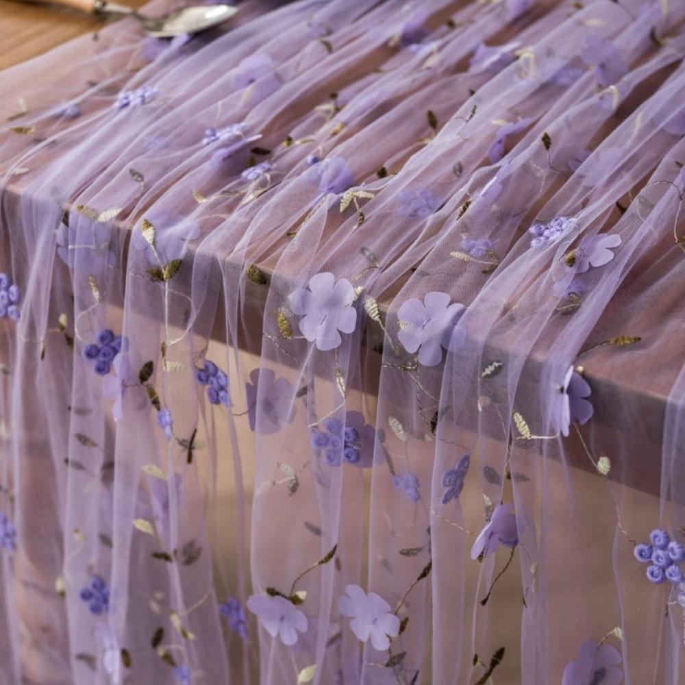 French Style Tulle Table Runner Romantic Table Flag Table Cover Floral Tablecloth Wedding Party