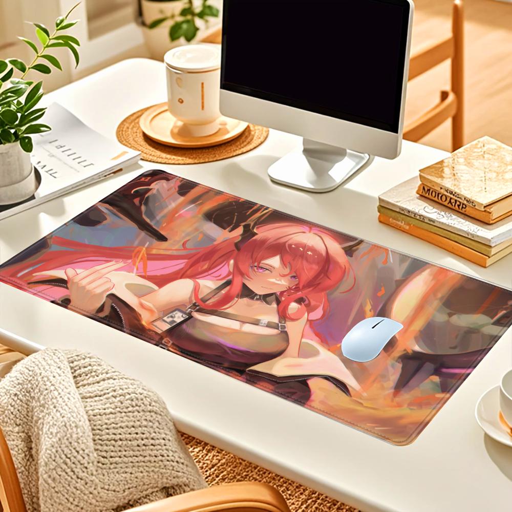 HYBXAXC Game Arknights Surtr Mousepad Large Keyboard Desk Mat Gaming Mouse Pad LockEdge Nonslip Mat