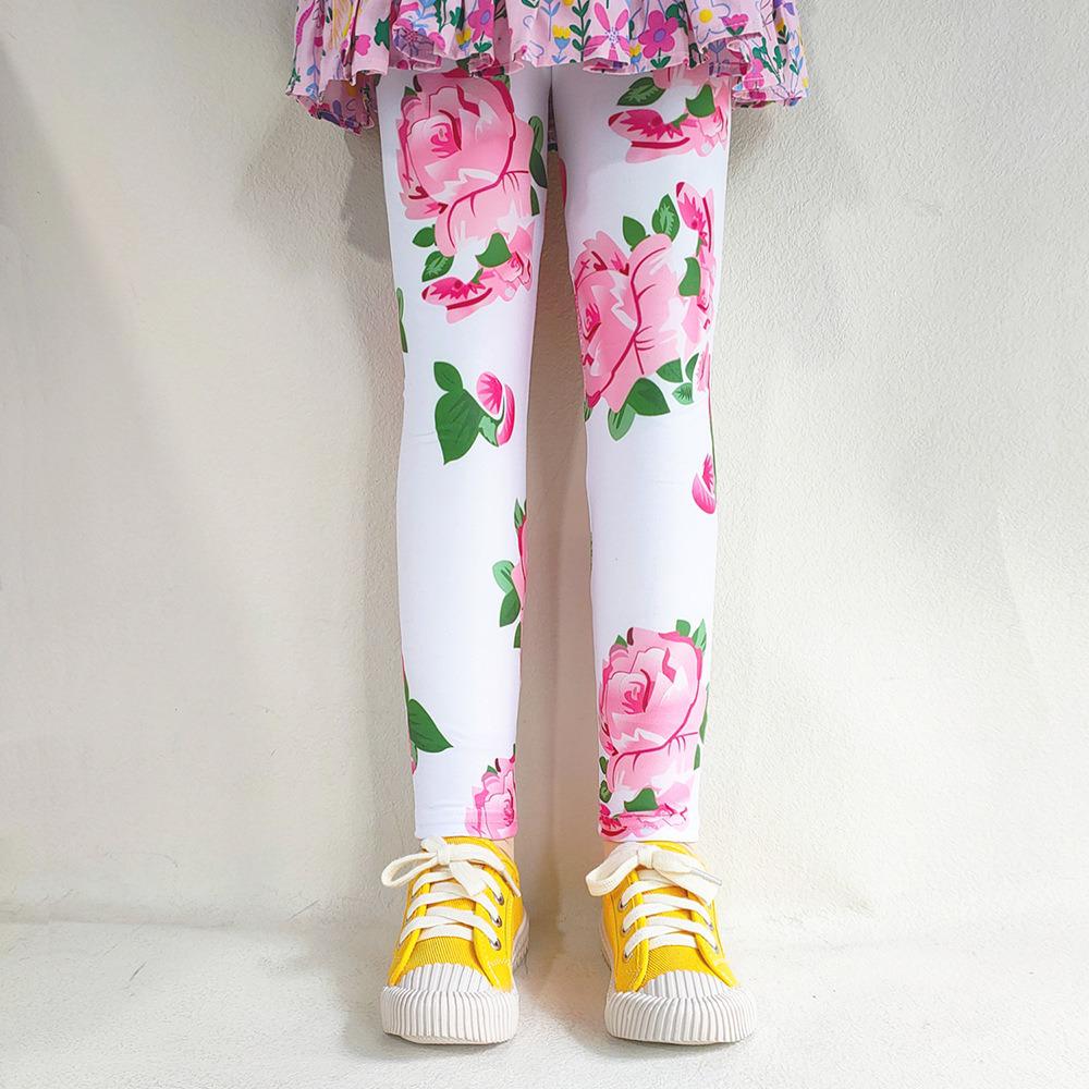 Kids' Spring/Summer Printed Milk Silk Stretch Base Layer Pants