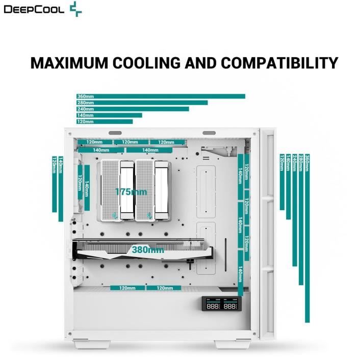 Boitier PC sans alimentation - DEEPCOOL CH560 DIGITAL (Blanc) - Moyen tour - Format E-ATX