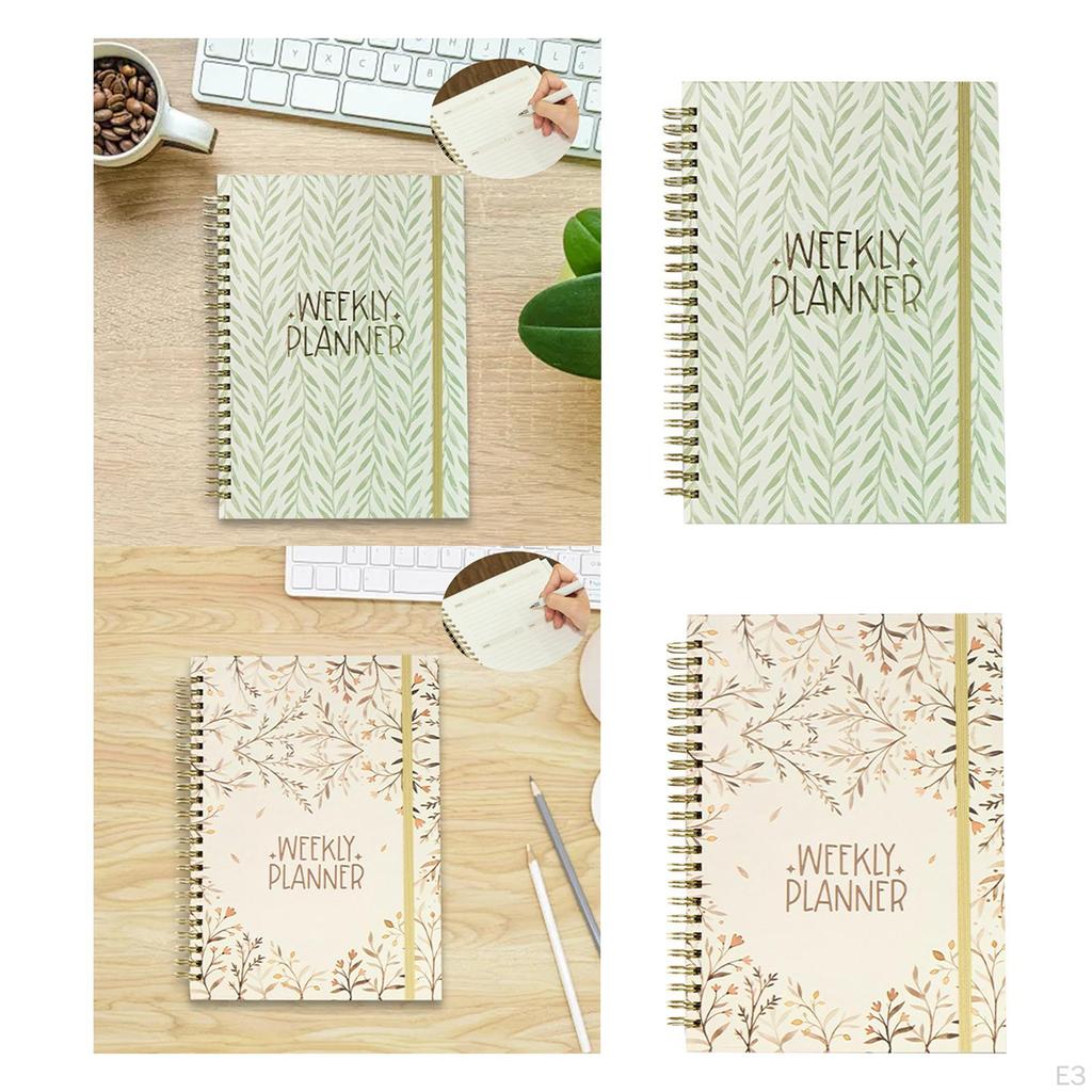 Weekly Planner Notebook Productivity Organizer 142 Pages Metal Double Coil, 71 Sheets Academic