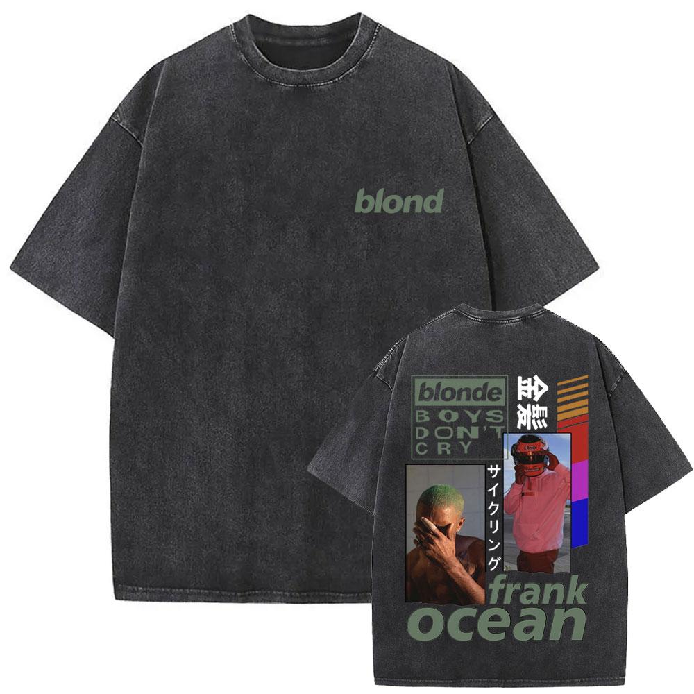 Washed Rapper Frank Vintage Oversized T Shirts Men Ocean Hip Hop Trend T Shirt Blond Pop Music Tshirts Male Fashion Streetwear