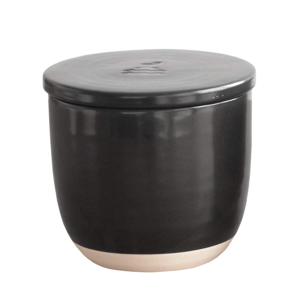 Kamoshika Douguten Small Ceramic Rice Container, 1-1.5-cup Capacity, Made In Japan, Banko Ware, Microwave Safe, Black