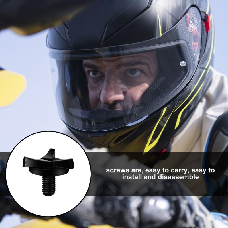 Vis de fixation pour casques de moto avec rondelles en caoutchouc et vis de blocage. Accessoires de montage essentiels pour casques.