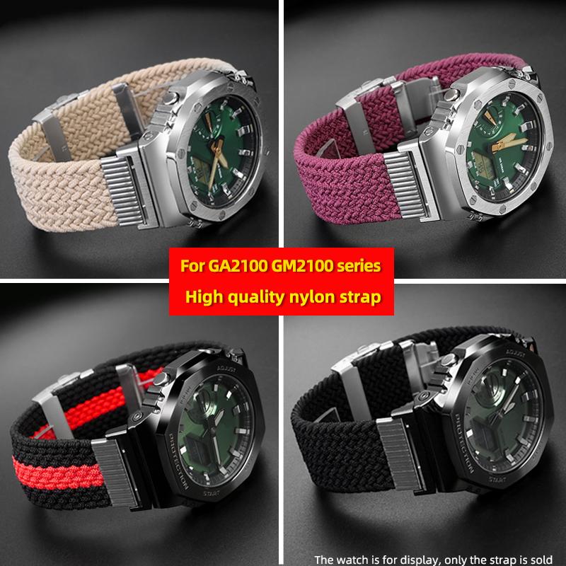 High Quality Elastic Nylon Watchband For Casio G-SHOCK GA-2100 2110 GM-2100 Series Modified Nylon Canvas Watch Strap Accessories