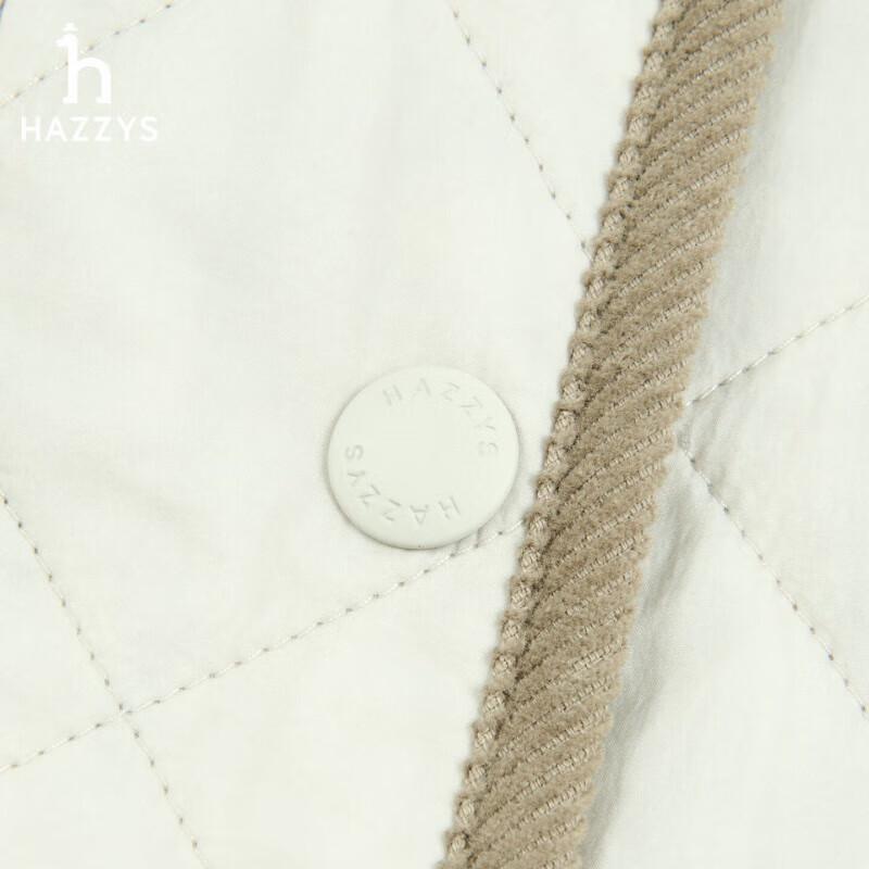 HAZZYS Women's 2025 Autumn Corduroy Collar Diamond Quilted Cotton Jacket
