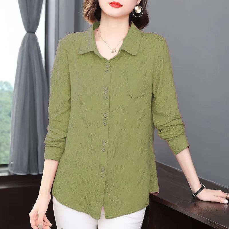 Breathable Cotton Blouse for Women Spring Autumn Loose Fit Fashionable High Quality Shirt for Mothers