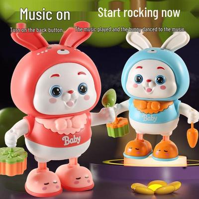 Electric Dancing Rabbit Toy for Babies: Encourages Head Lifting, Rolling, and Crawling with Sound and Movement.