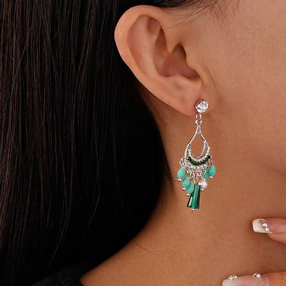 Bohemia Style Bohemian Crystal Earrings Hollow Water Drop Earrings Pendant  Beach