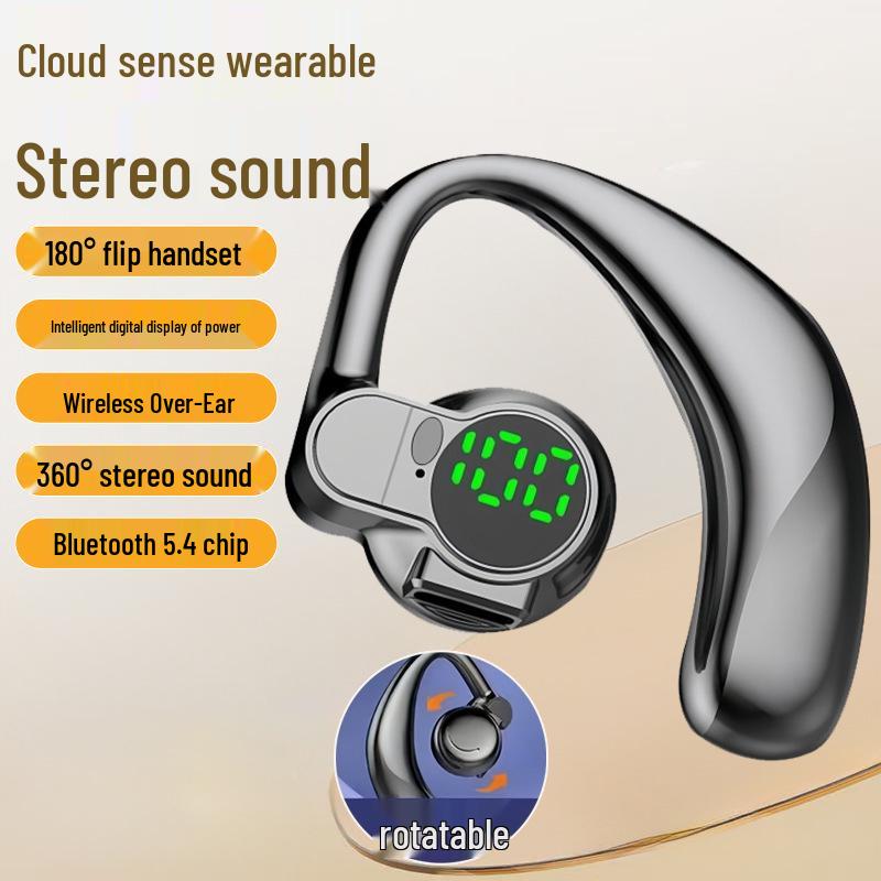 S03 Bluetooth 5.4 Noise-Canceling Earphones: Extra Long Battery Life, Waterproof, Wireless, Rotatable Earhook, Stereo Sound.