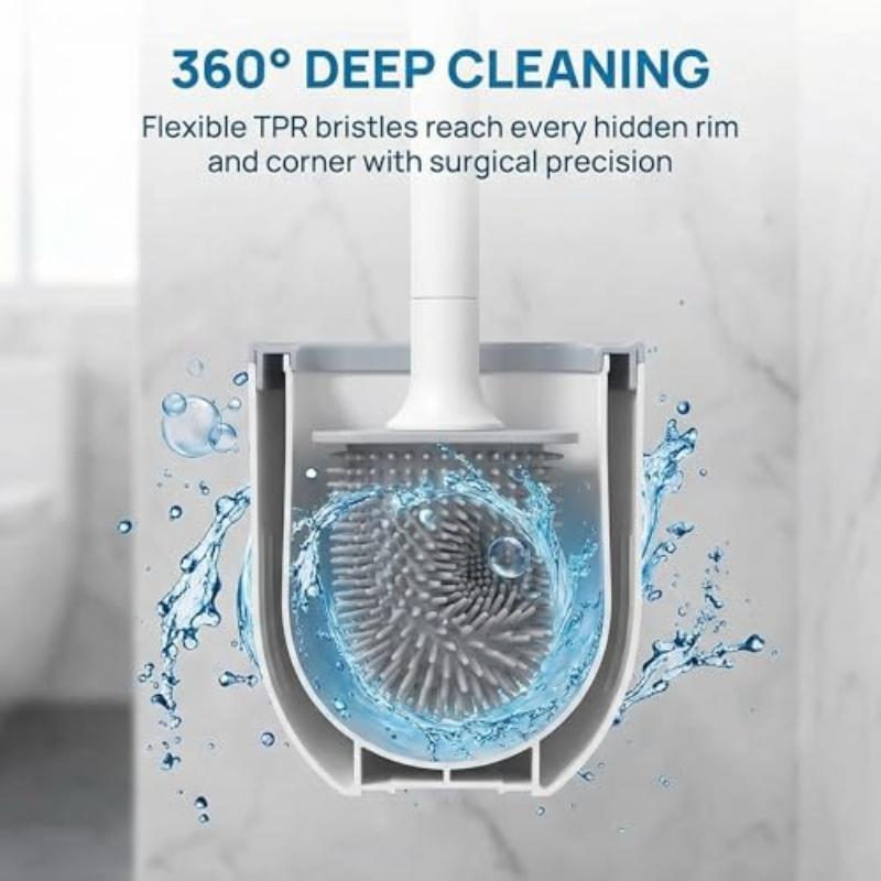 Soluție de curățare pentru perie de toaletă din silicon suspendată cu mâner lung Soluție de curățare flexibilă Perie de baie Suport cu uscare rapidă Accesorii pentru baie