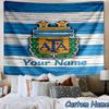 Custom Name Argentina Football Crest Printed Tapestry, for Bedroom,Livingroom, Dormitory, Large Wall Decor, Fabric Decor Fan Birthday Gifts