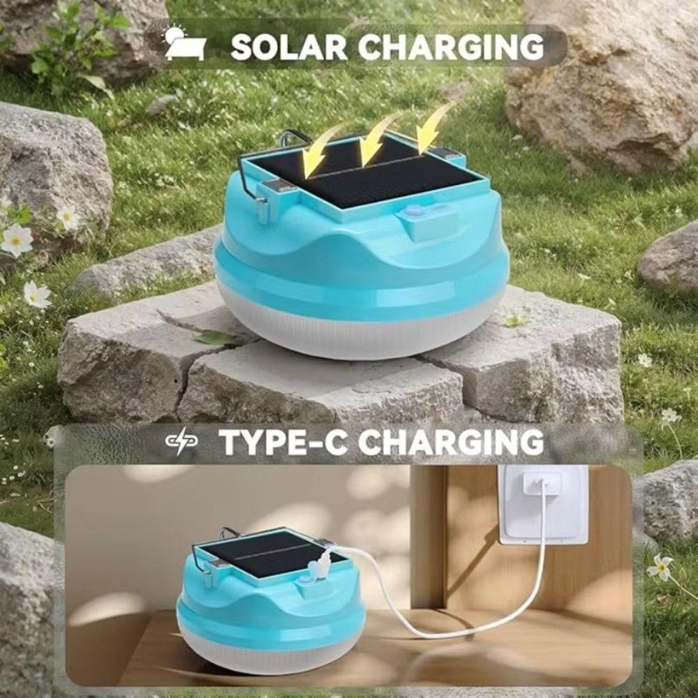 3 Lighting Modes Solar Powered LED Camping Light Waterproof Emergency Use Portable Solar LED Light Quick Hook Portable Handheld