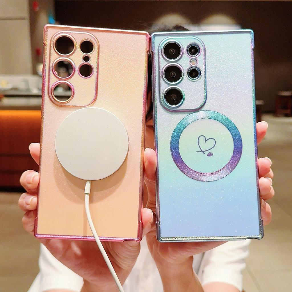 Samsung S25edge Silk Colorful Mobile Phone Case Magnetically Absorbed S24Ultra Side Electroplated Love Shell