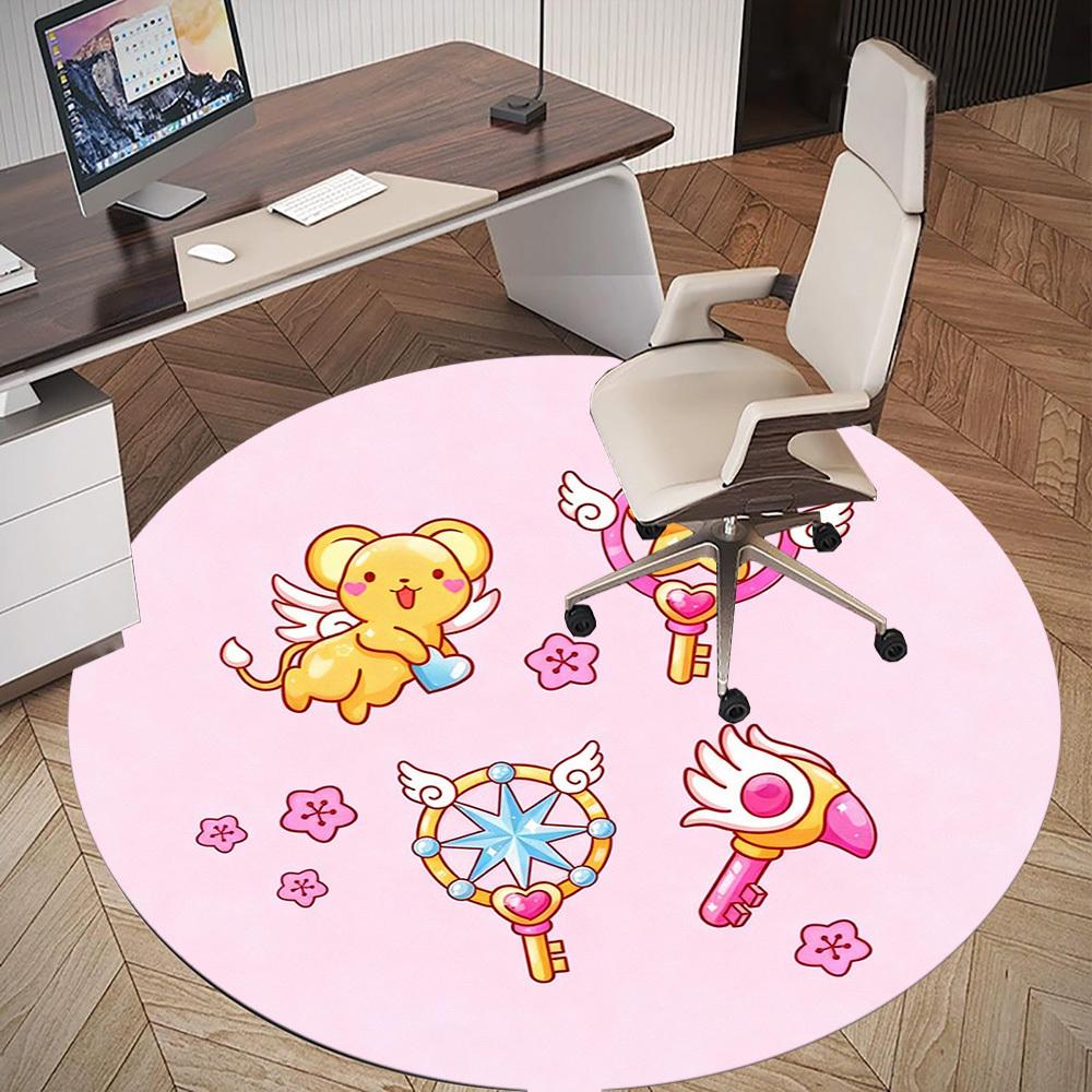 1 Stück Süßer Kawaii Runder Stuhlunterlage Büro Teppich - Rutschfest, Bodenschutzmatte für Büro, Schlafzimmer, Ideales Dekorationsgeschenk p0105028