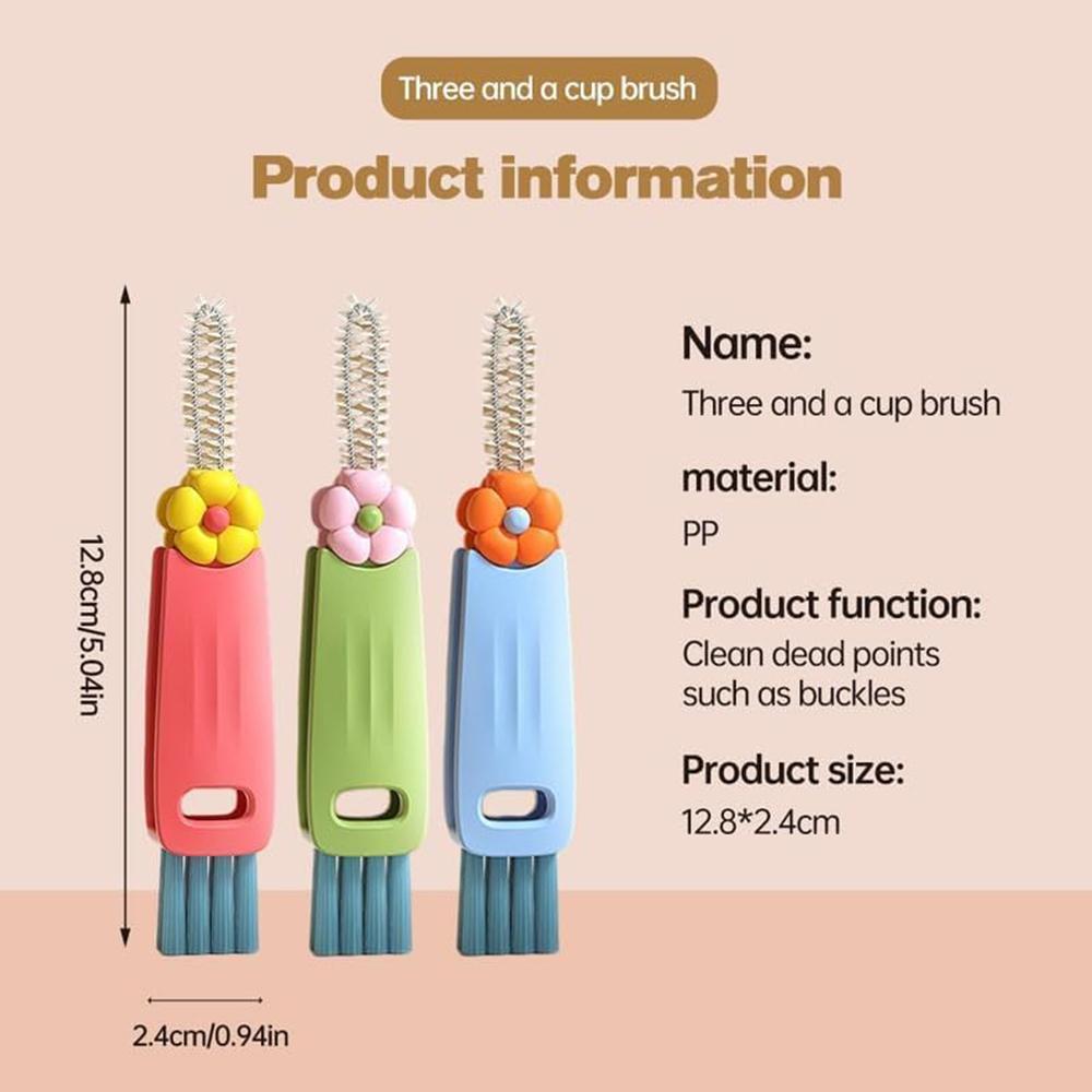 

New 3pcs 3 in 1 Multifunctional Portable Cup Lid Cleaning Brush