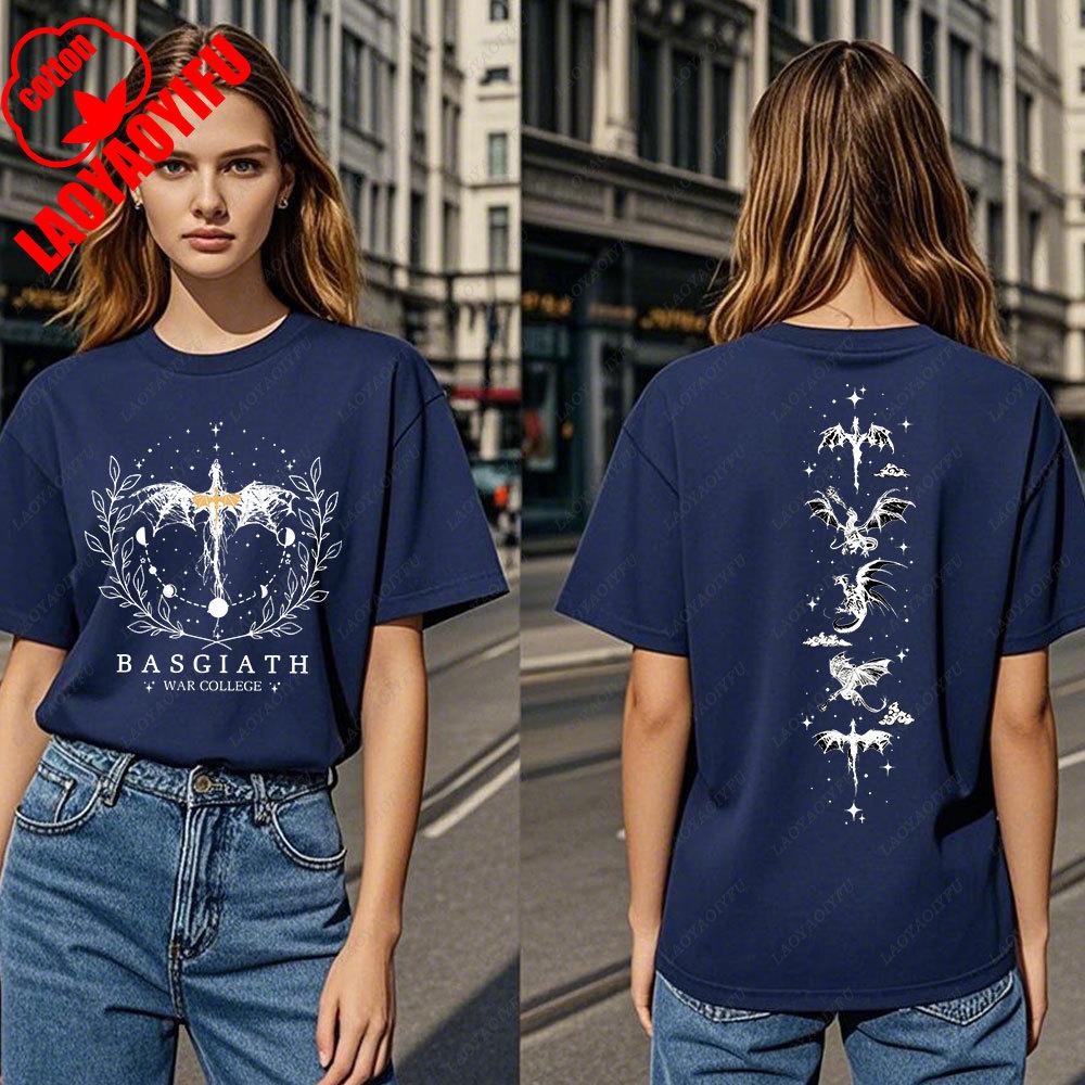 Fourth Wing DoubleSided TShirt Basgiath War College TShirt Women Tshirts High Quality Cotton Short Sleeve Graphic Vintage Tee