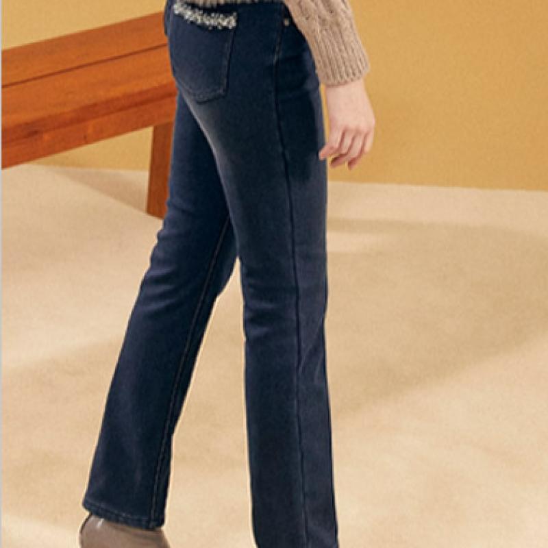 Bang Bang Women S Mink Boa Fleece Lined Bonded Denim Navy