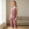 Pajama Sets for Elderly Women Sleeveless Tank Top And Pants Pjs Sleepwear Set Floral Print Summer Casual Two Piece Lounge Outfits