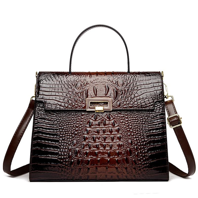 Dámská taška nová krokodýlí vzor přenosná retro přes rameno crossbody velkokapacitní taška