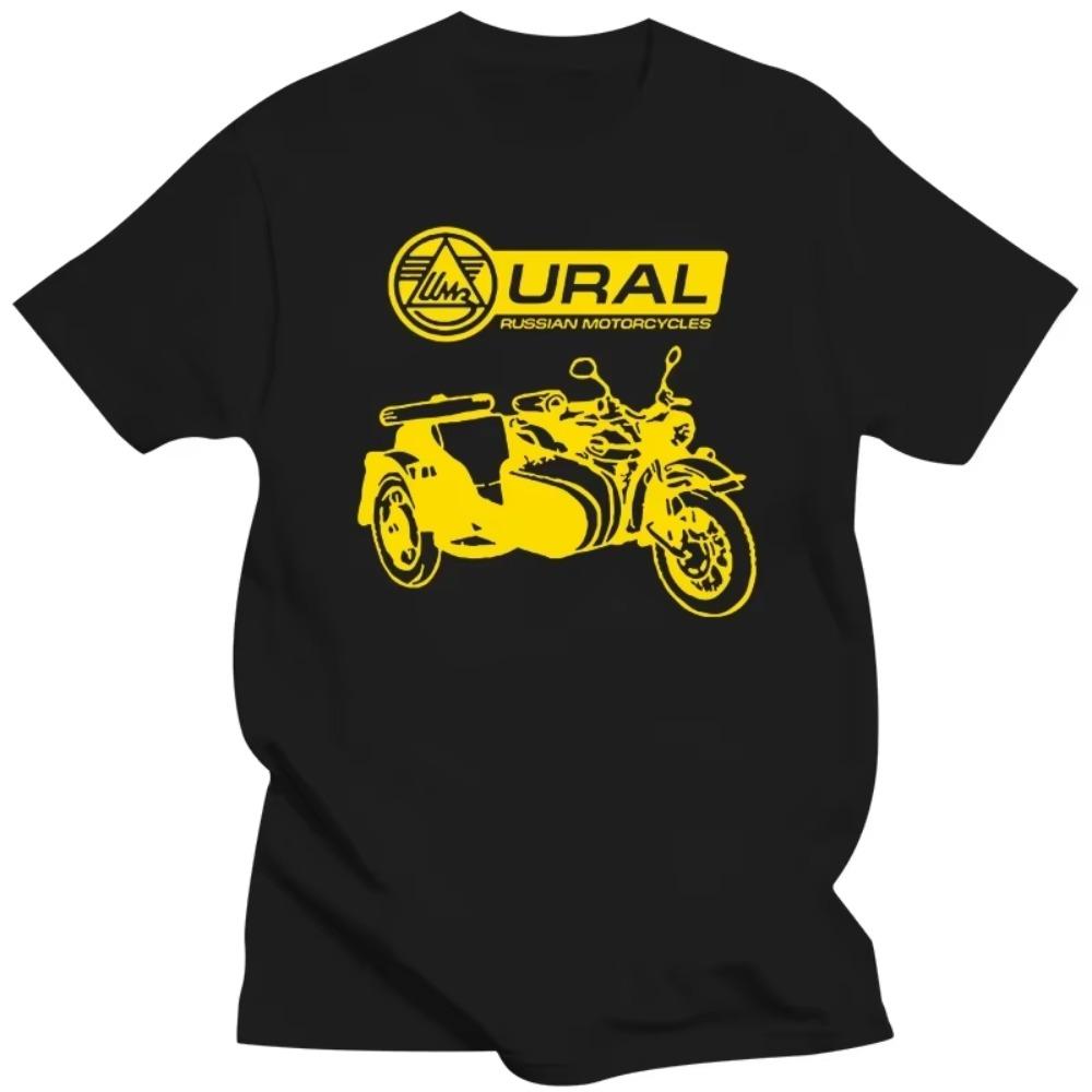

Cotton Tshirt summer Men Crew Neck short sleeve tee Russian Sidecar Vintage Military Motorcycle URAL unisex tee-shirt casual S чёрный