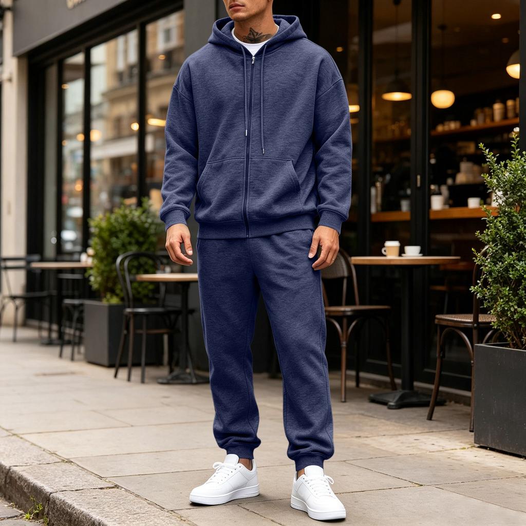 Men's 2-Piece Hoodie Sweatshirt Set Color Casual Sportswear for Everyday Wear