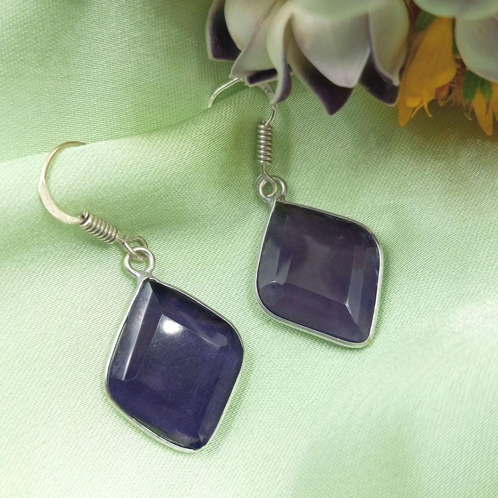 Amethyst Topas Edelstein 925 Sterling Silber vergoldet Haken Damen Ohrringe Schmuck WHE-E5