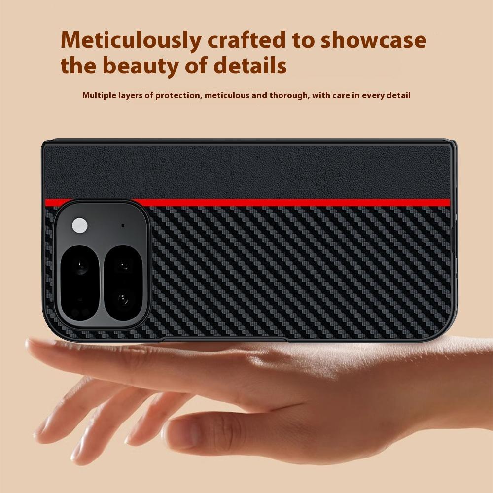 For Google Pixel 10 Pro Fold Case Carbon Fiber Texture Leather + PC Anti-Drop Folding Phone Cover
