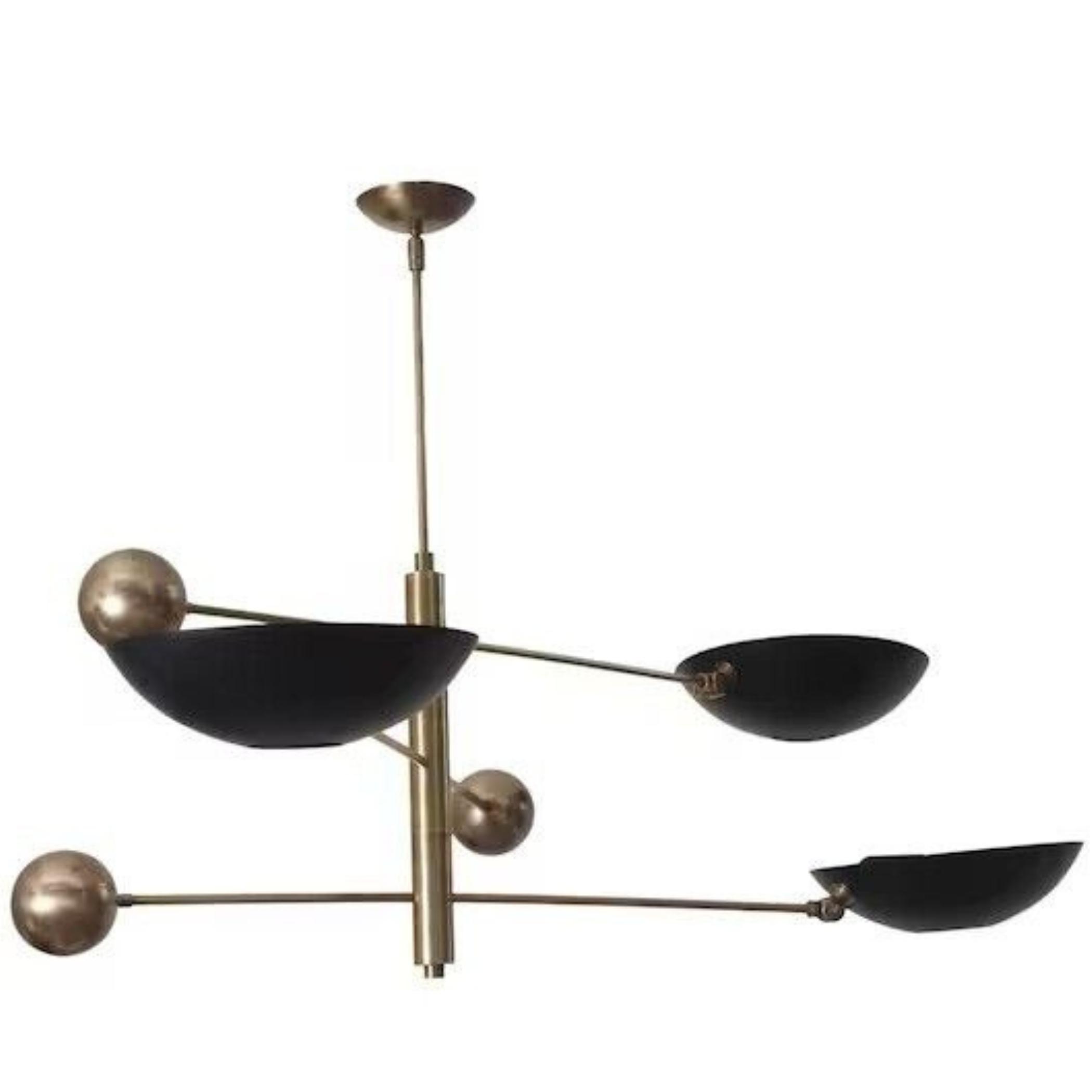

3 Light Pendant Mid Century Modern Raw Brass Sputnik chandelier light Fixtur