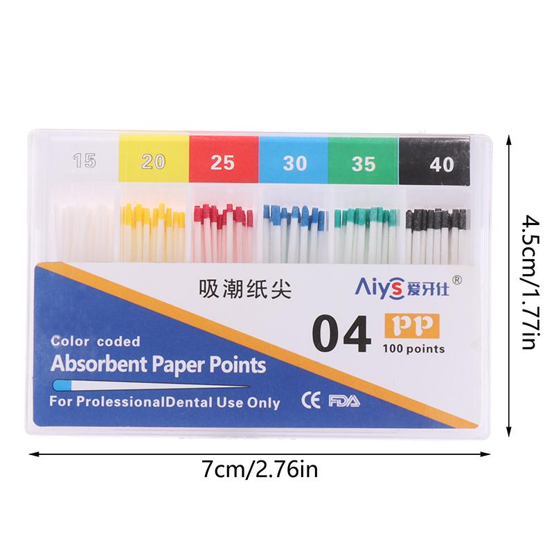 1 Låda Dental Absorberande Pappersspetsar Sterila Blandade Storlekar 02 04 06 Konicitet 15-40 Tandvårdsmaterial Endodonti Pappersspetsar