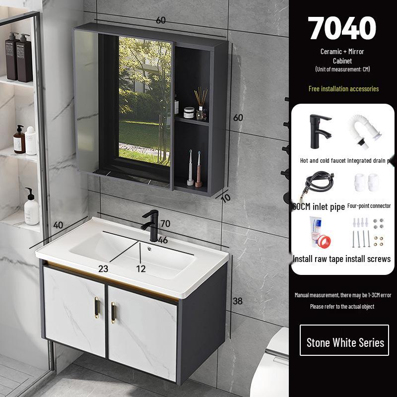 Luxury Space Aluminum Bathroom Vanity with Integrated Ceramic Basin for Compact Spaces